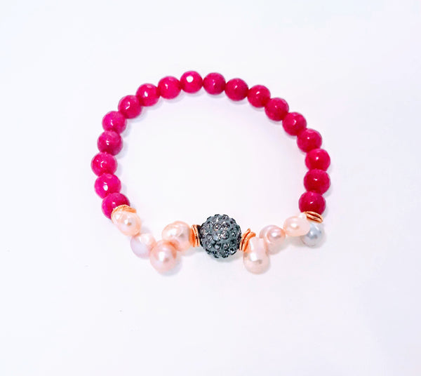 My Hope Signature Pearl and Pink Jade Bracelet